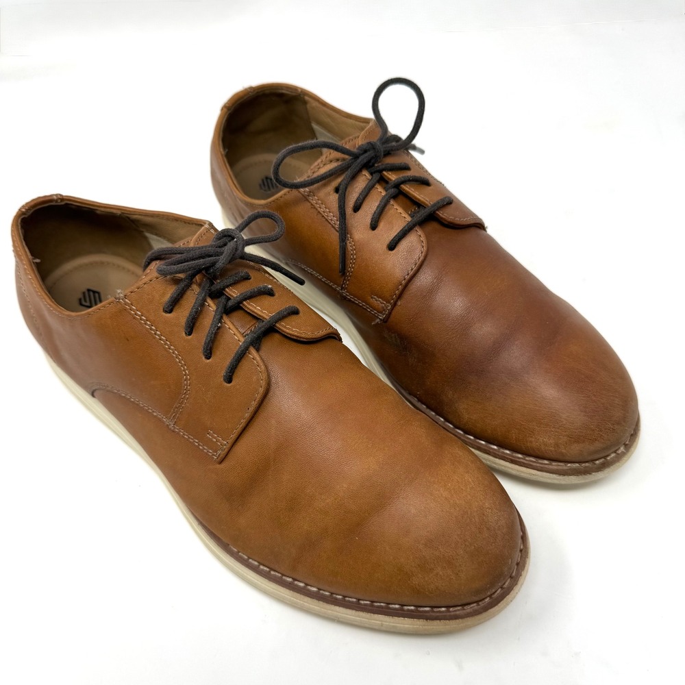 Johnston & Murphy Boys Upton Plain Toe Oxford Tan Leather TRUFOAM Shoes 7M